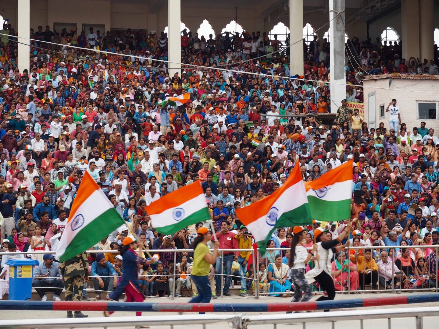 People enjoying at the Wagah border ceremony